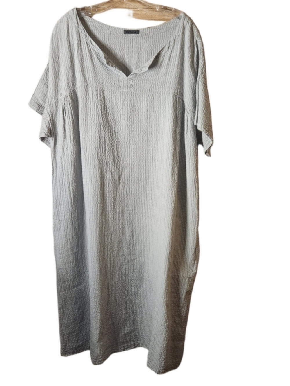 Oska Relaxed Light Gray Linen Tunic Dress - L Casual Style-Lagenlook-Minimalist